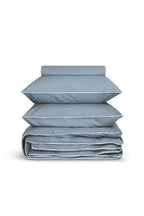Housse de couette Percale de coton | Gris Liseré Blanc