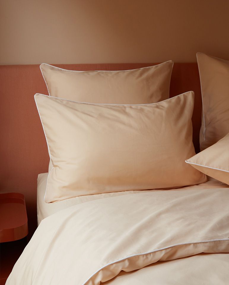 Housse de couette Percale de coton | Nude Liseré Blanc