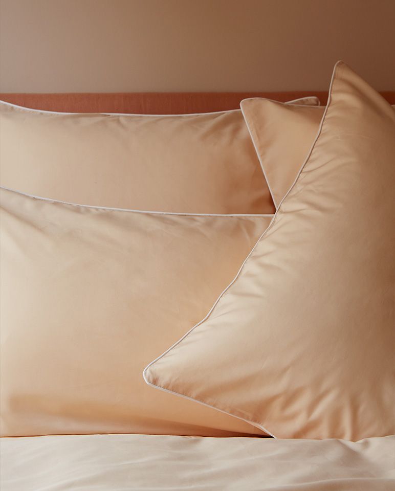 Housse de couette Percale de coton | Nude Liseré Blanc