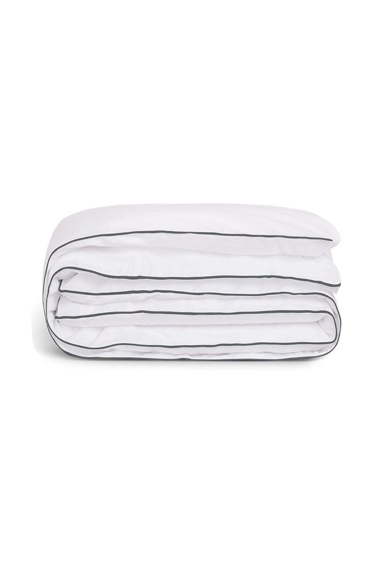 Housse de couette Percale de coton | Blanc Liseré Gris