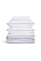 Housse de couette Percale de coton | Blanc Liseré Gris