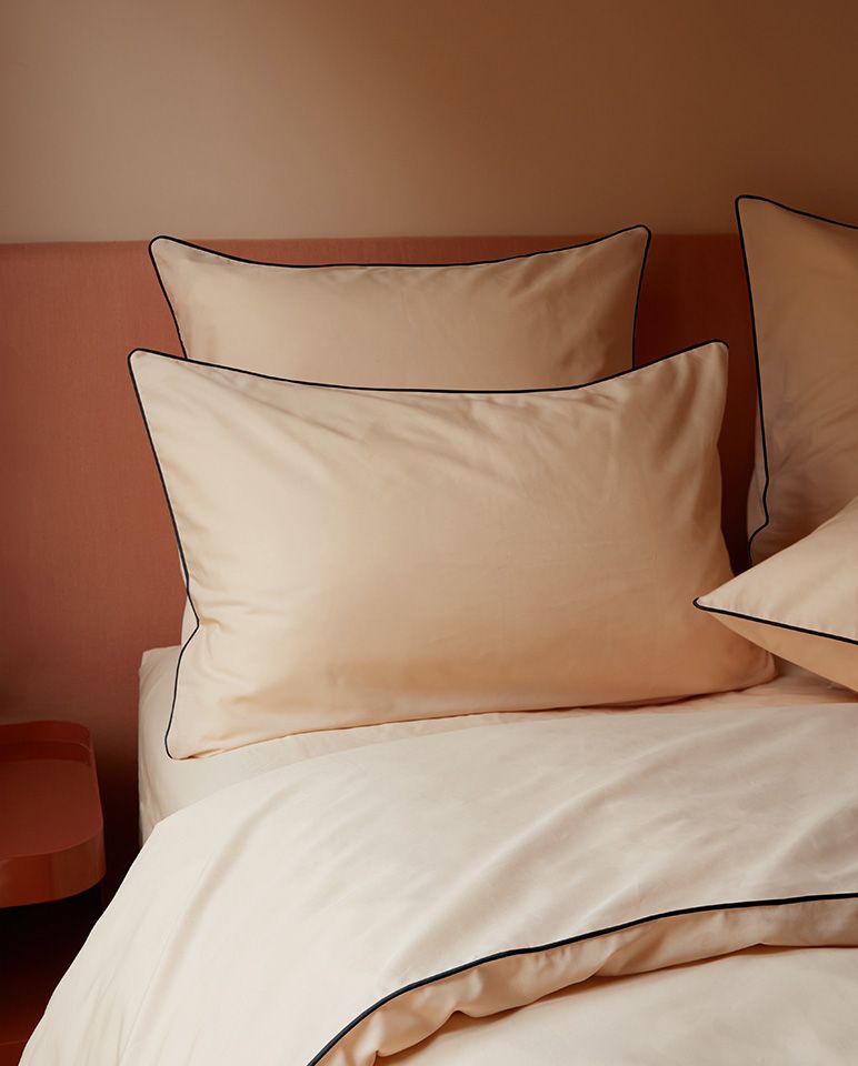 Housse de couette Percale de coton | Nude Liseré Noir