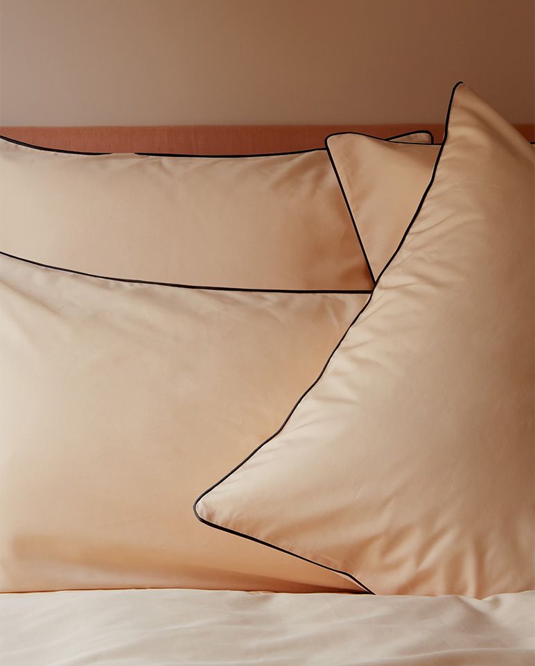 Housse de couette Percale de coton | Nude Liseré Noir