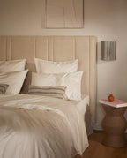 Housse de couette Percale de coton | Ecru Liseré Blanc