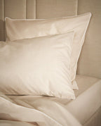 Housse de couette Percale de coton | Ecru Liseré Blanc