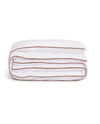 Percale Cotton Duvet Cover | White with Auburn Brown Piping