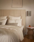 Housse de couette Percale de coton | Ecru Liseré Brun Auburn