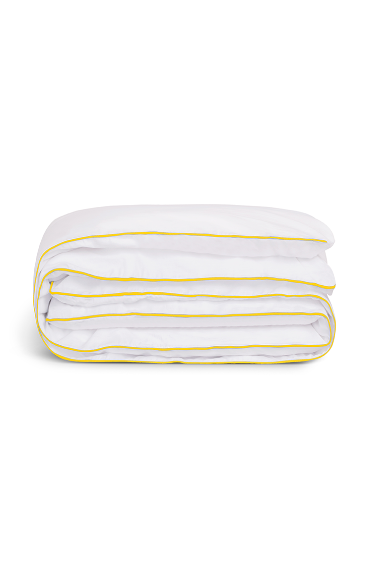 Percale Cotton Duvet Cover | White with Mimosa Yellow Border