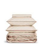 Housse de couette Percale de coton | Ecru Liseré Brun Auburn