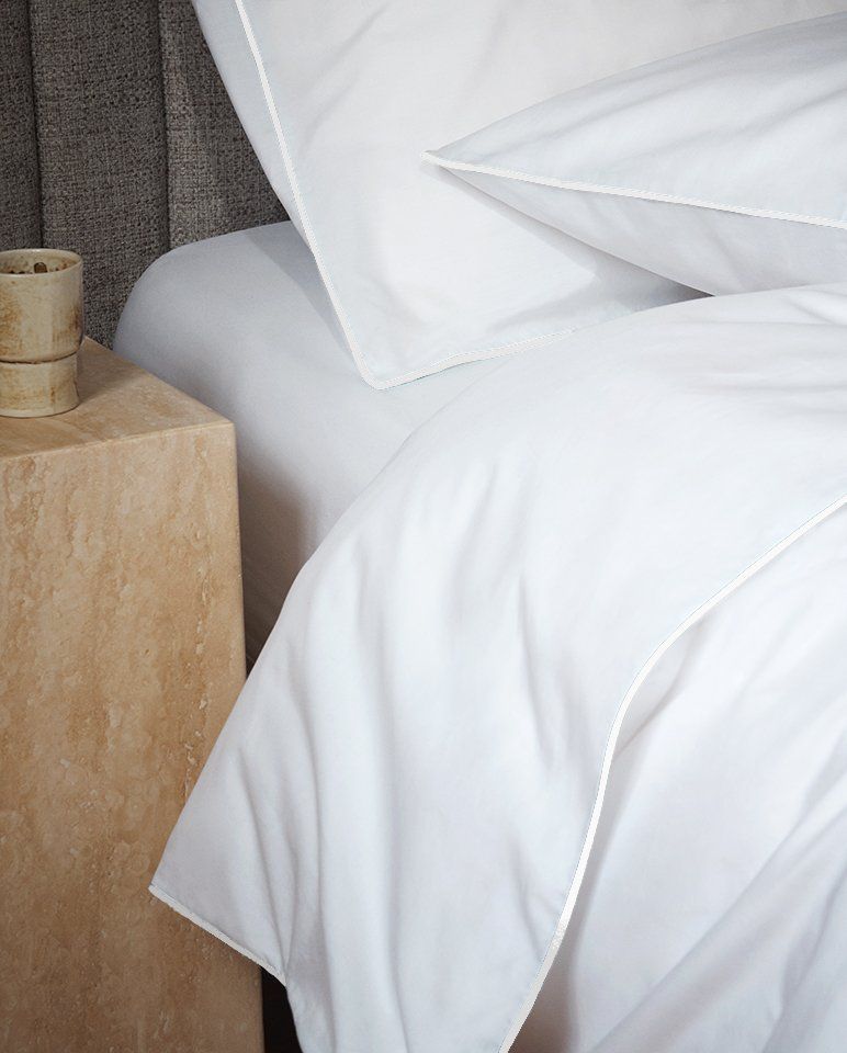 Housse de couette Percale de coton | Blanc Liseré Blanc