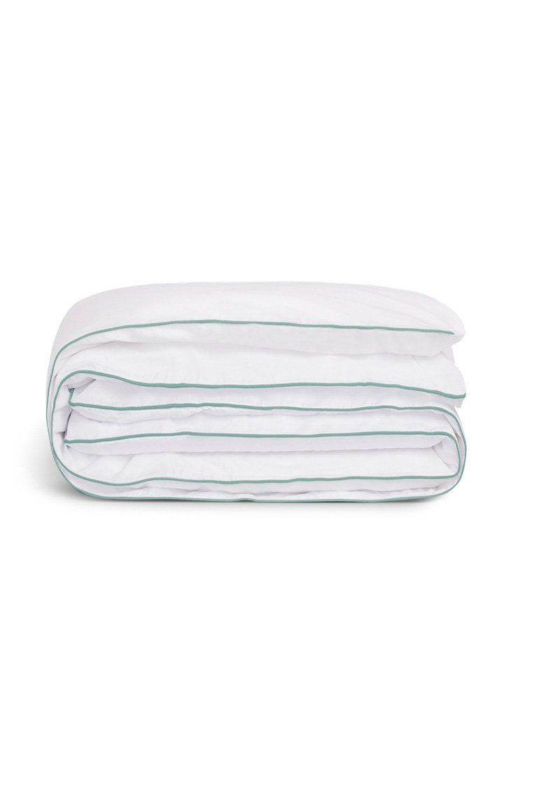 Housse de couette Percale de coton | Blanc Liseré Bleu Givré