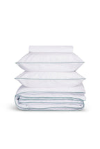 Percale Cotton Duvet Cover | Frosted Blue Border White