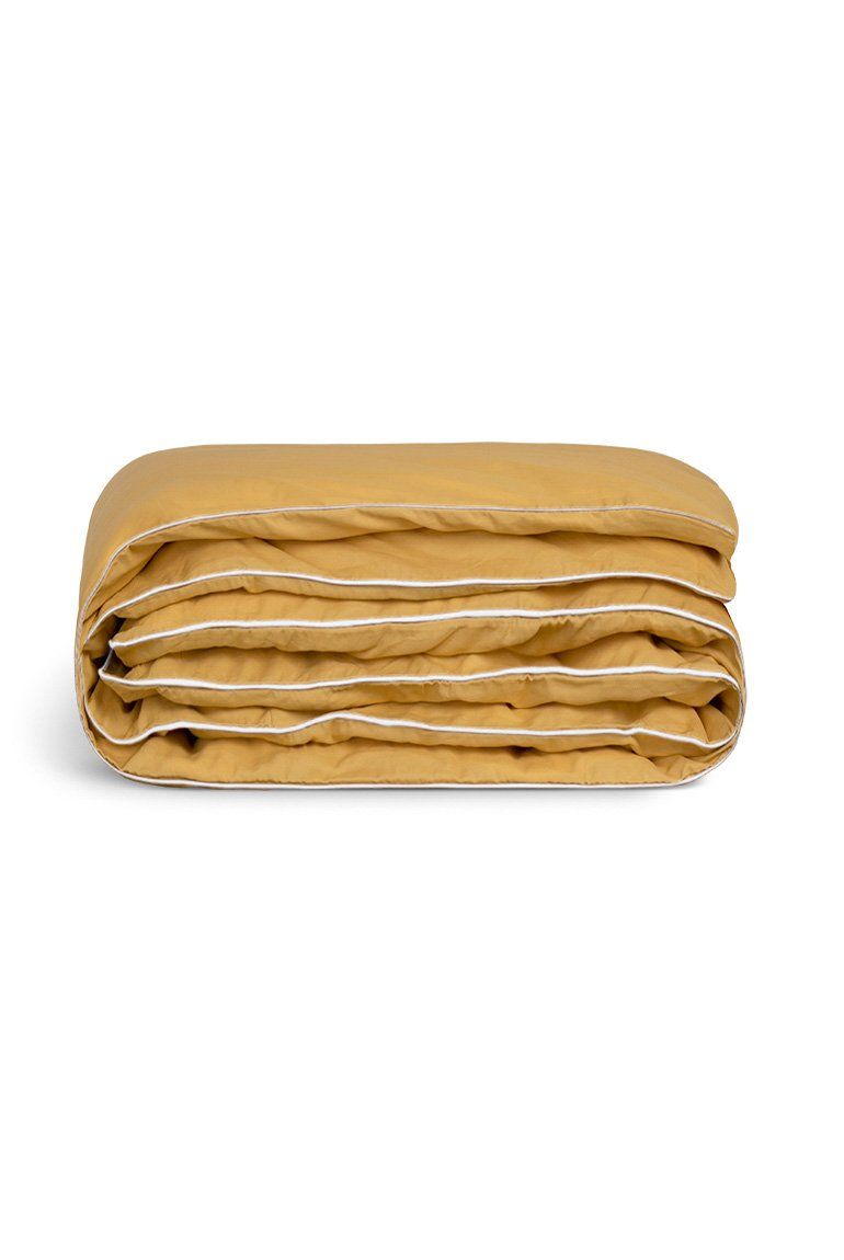 Housse de couette Percale de coton | Ocre Liseré Blanc