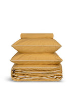 Percale Cotton Duvet Cover | Ochre with White Piping