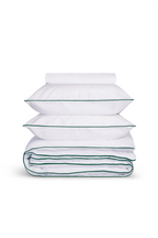 Housse de couette Percale de coton | Blanc Liseré Vert Anglais