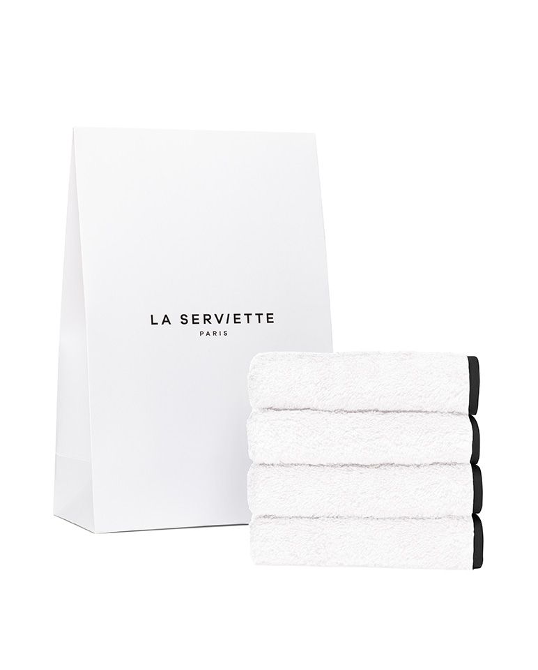 Lot de 4 carrés visage | Blanc Liseré Noir