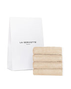 Lot de 4 carrés visage | Sable Liseré Blanc