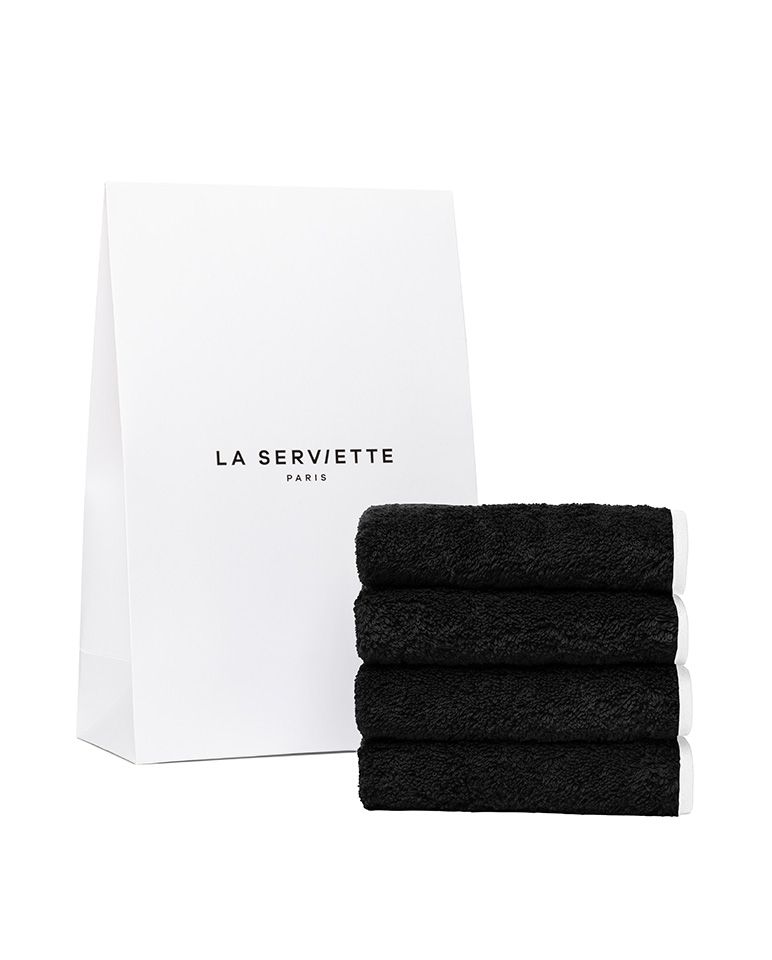 Lot de 4 carrés visage | Noir Liseré Blanc