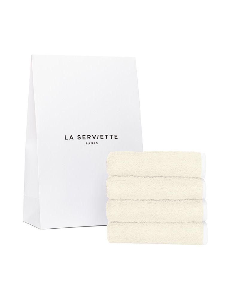 Lot de 4 carrés visage | Ivoire Liseré Blanc