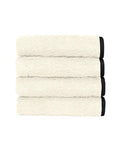 Set of 4 Face Cloths | Ivory with Black Trim