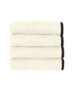 Set of 4 Face Cloths | Ivory with Black Trim