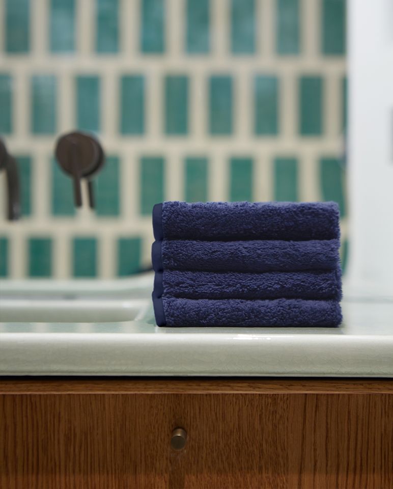 Lot de 4 carrés visage | Bleu Nuit Liseré Bleu