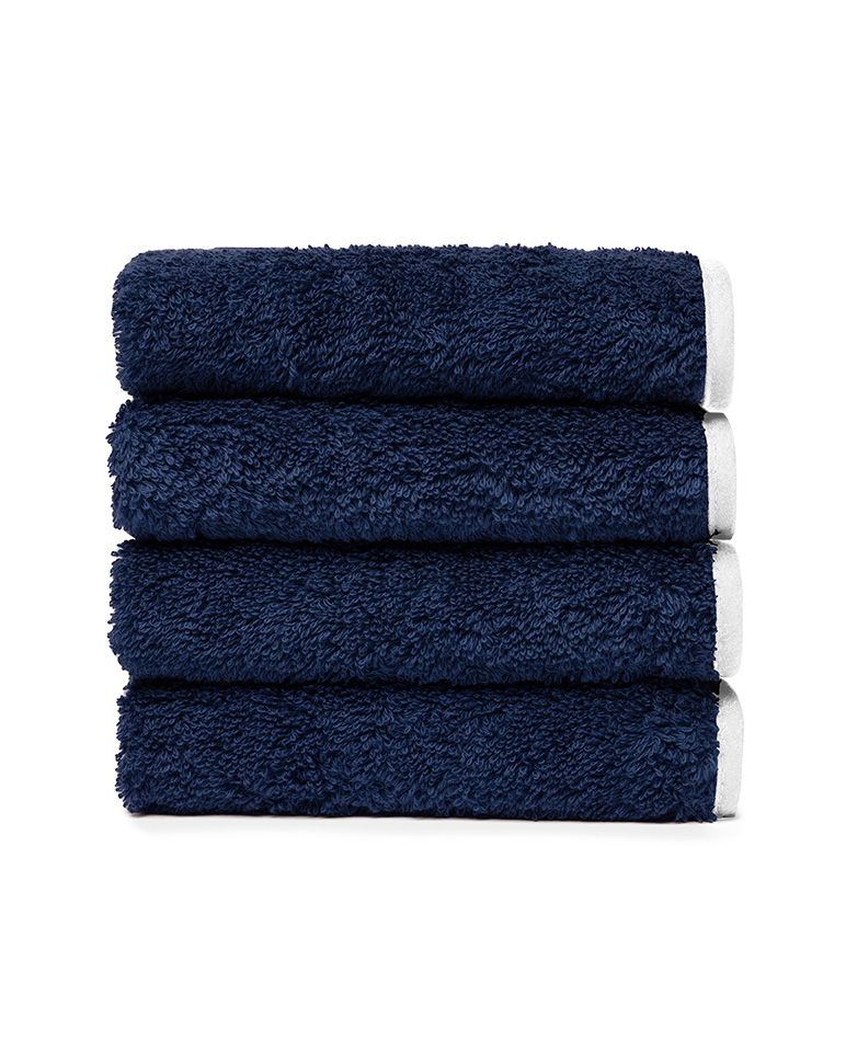 Lot de 4 carrés visage | Bleu Nuit Liseré Blanc