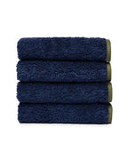 Lot de 4 carrés visage | Bleu Nuit Liseré Kaki