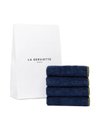 Lot de 4 carrés visage | Bleu Nuit Liseré Kaki