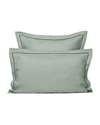 Paire de taies d'oreiller en lin |  Vert Sauge Bourdon Noir