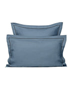 Paire de taies d'oreiller en lin | Bleu Horizon Bourdon Noir