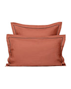 Paire de taies d'oreiller en lin |  Terracotta Bourdon Noir