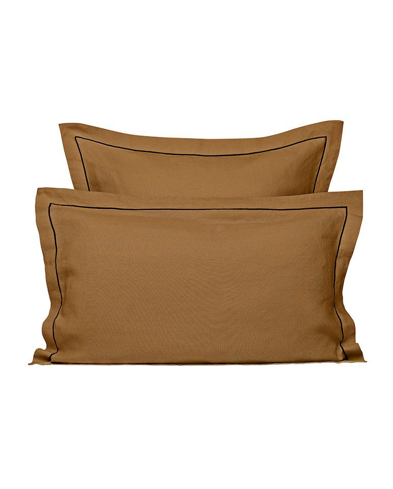 Paire de taies d'oreiller en lin | Bronze Bourdon Noir