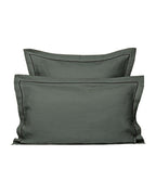 Paire de taies d'oreiller en lin | Gris Laurier Bourdon Noir