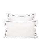Paire de taies d'oreiller en lin | Blanc Bourdon Noir