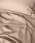 Paire de taies d'oreiller en lin | Moka Bourdon Noir