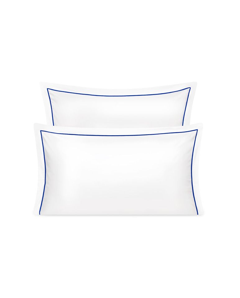 Satin Pillowcase Pair | Cobalt Blue Bourdon White