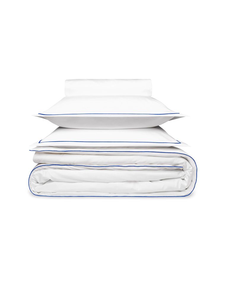 Satin Pillowcase Pair | Cobalt Blue Bourdon White