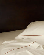 Satin Pillowcase Pair | Hazelnut Brown Bourdon Ivory
