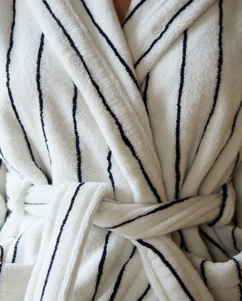 Peignoir de bain à capuche | Blanc Lutèce / Noir