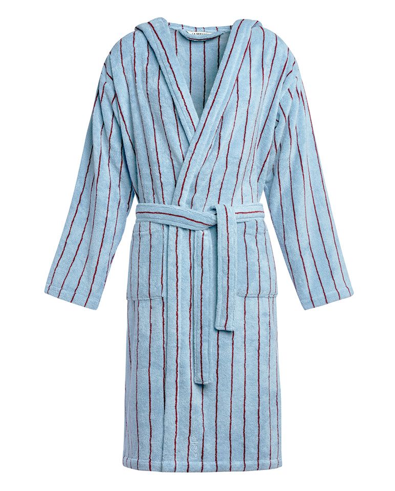 Peignoir de bain à capuche | Bleu Égée / Bordeaux