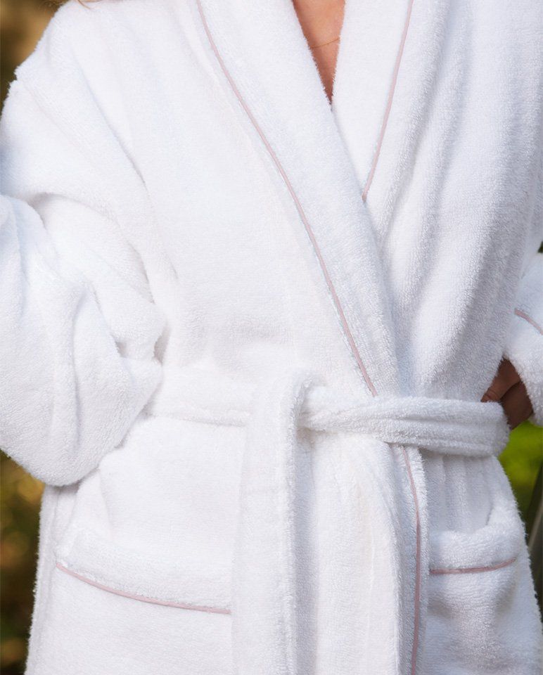 Peignoir de bain Finition Liseré | Blanc Liseré Rose Nymphe