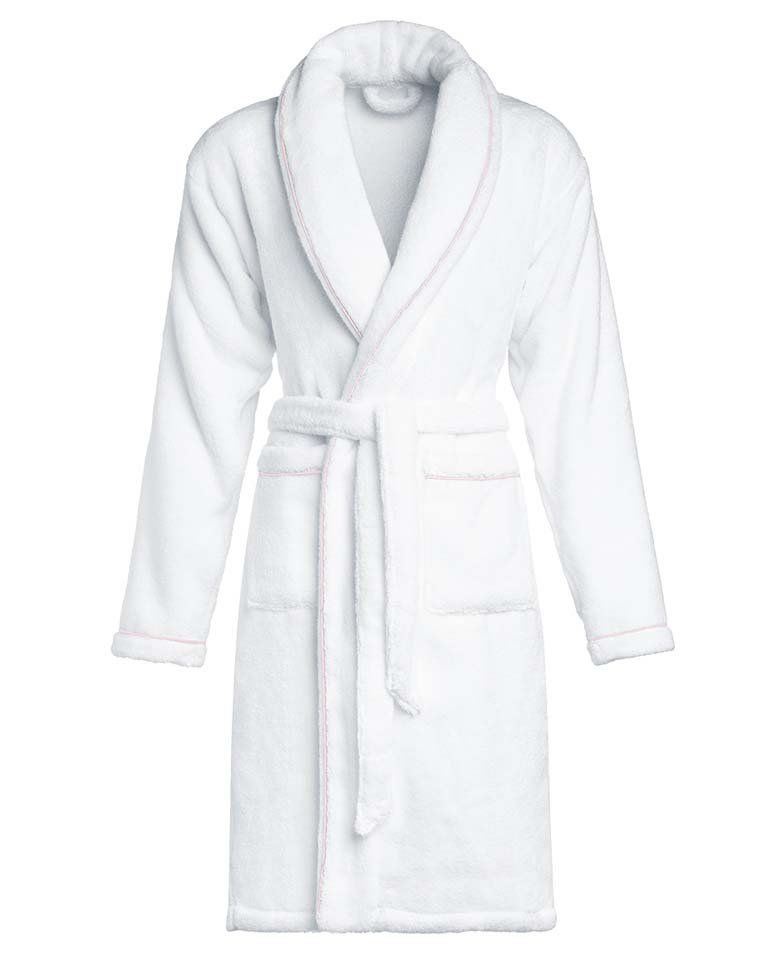 Peignoir de bain Finition Liseré | Blanc Liseré Rose Nymphe