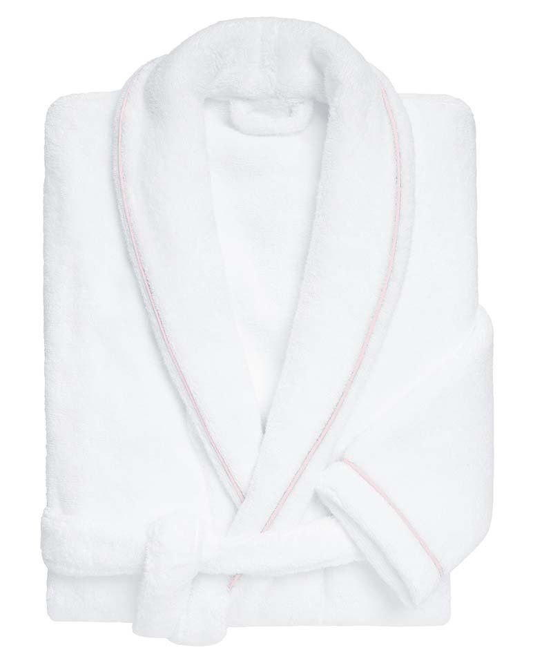 Peignoir de bain Finition Liseré | Blanc Liseré Rose Nymphe