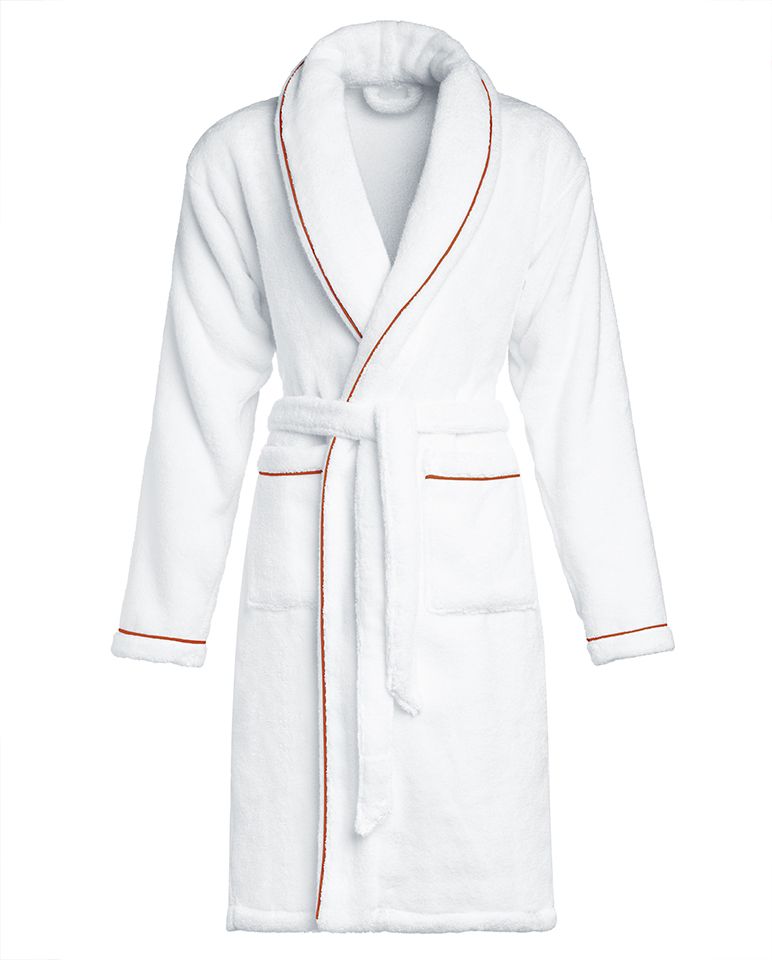 Peignoir de bain Finition Liseré | Blanc Liseré Rouge Brique