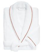 Peignoir de bain Finition Liseré | Blanc Liseré Rouge Brique