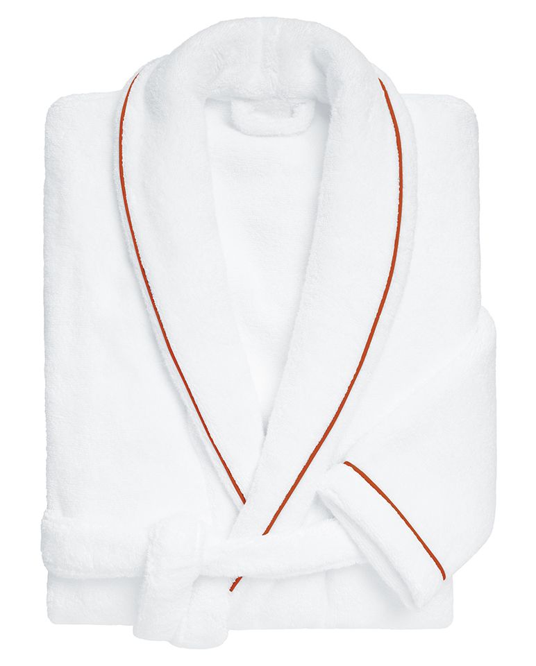 Peignoir de bain Finition Liseré | Blanc Liseré Rouge Brique
