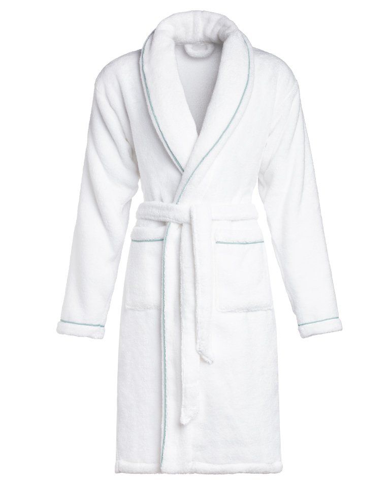 Peignoir de bain Finition Liseré | Blanc Liseré Bleu Givré