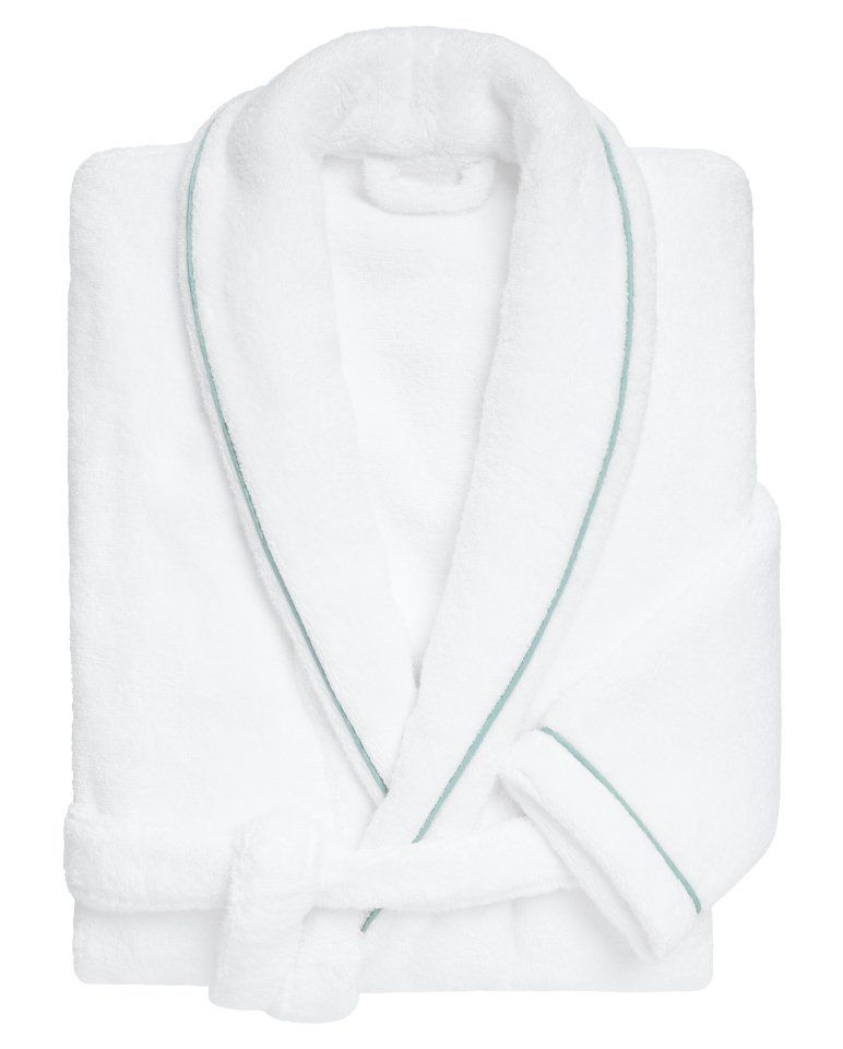 Peignoir de bain Finition Liseré | Blanc Liseré Bleu Givré