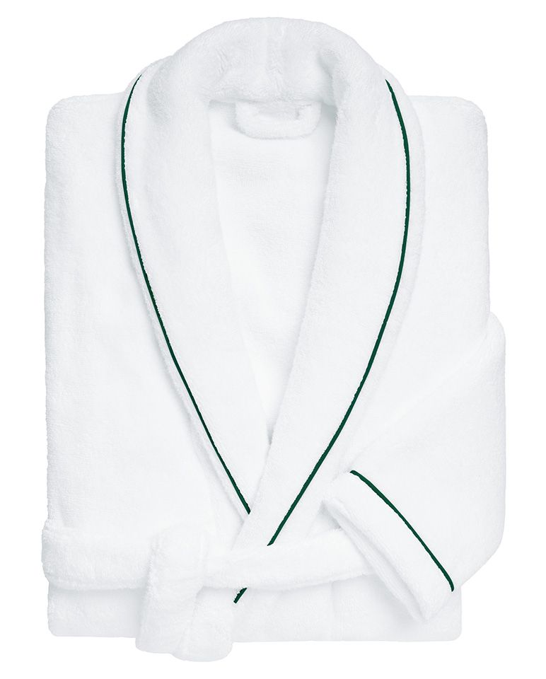 Peignoir de bain Finition Liseré | Blanc Liseré Vert Anglais